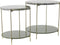 Light & Living Besut Ronde Bijzettafel - Marmer Groen/Goud/Glas - Set/2 - Ø42x45 + Ø52x50cm