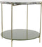 Light & Living Besut Ronde Bijzettafel - Marmer Groen/Goud/Glas - Set/2 - Ø42x45 + Ø52x50cm