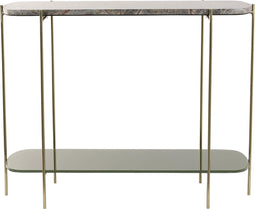 Light & Living Besut - Side Table - Marmer Groen/Glas Goud - 103x37x80 cm