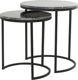 Light & Living Bijzettafel Alfio - Zwart - Ø49cm - Modern