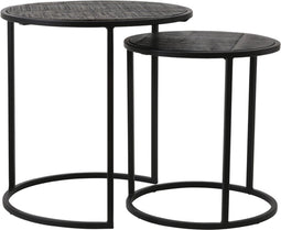 Light & Living Bijzettafel Doba - Antiek Zwart - Ø50cm - Industrieel