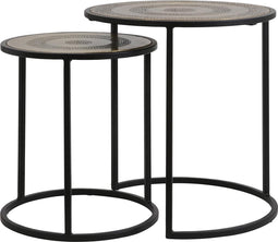 Light & Living Bijzettafel Kome - Zwart/Antiek Brons - Ø50cm - Industrieel