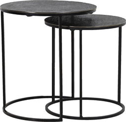 Light & Living Bijzettafel Rengo - Zwart/Nikkel - Ø49cm - Industrieel