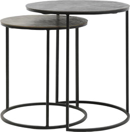 Light & Living Bijzettafel Rengo - Zwart - Ø49+Ø41cm - Industrieel