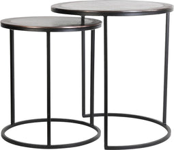 Light & Living Bijzettafel Talca - Antiek Koper/Zwart - Ø50+Ø40cm - Luxe