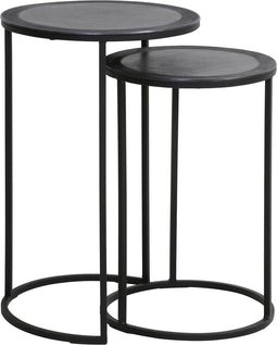 Light & Living Bijzettafel Talca - Antiek Lood Edge - Ø40+Ø35 - Luxe