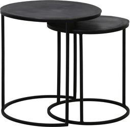 Light & Living Bijzettafel Talca - Ruw Antiek Lood - Ø49+Ø40cm - Modern