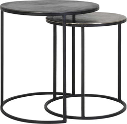 Light & Living Bijzettafel TALCA - ruw lood+antiek lood - set van 2