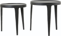 Light & Living Bijzettafel Tobias - Zwart - Ø43+Ø37cm - Modern