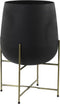 Light & Living Bloempot deco Ø43x63 cm BERTENS mat zwart+antiek brons