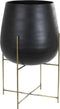 Light & Living Bloempot deco Ø50x85 cm BERTENS mat zwart+antiek brons