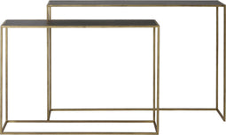 Light & Living Boca - Bijzettafel - Mat Zwart + Wash Goud - 100x25x70cm + 120x25x80cm