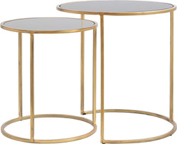 Light & Living Duarte Ronde Bijzettafel - Antiek Goud/Smoke glas - Set/2 - Ø40x45 + Ø50x52 cm