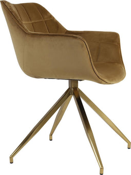 Light & Living Eetkamerstoel 61x53,5x77 cm JAIMY velvet karamel+goud