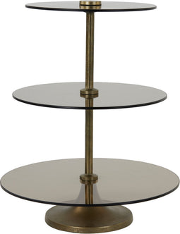 Light&living Etagere 3 laags Ø35x43 cm DANULA ruw ant. brons+bruin glas
