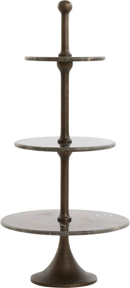 Light&living Etagere 3 laags Ø51x100 cm VERMENTINO donker bruin marmer