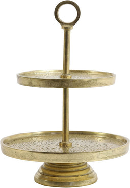 Light & Living Etagère Lutek - Goud - 2 Laags - Modern,Luxe - Kerst cadeau - Kerst cadeautjes - Cadeau vrouw - Cadeau man - Cadeau voor haar - Cadeau voor hem - Kerstcadeau - Kerst kado - Kado man - Kado vrouw