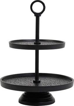 Light & Living Etagère Lutek - Zwart - 2 Laags - Modern,Luxe - Kerst cadeau - Kerst cadeautjes - Cadeau vrouw - Cadeau man - Cadeau voor haar - Cadeau voor hem - Kerstcadeau - Kerst kado - Kado man - Kado vrouw