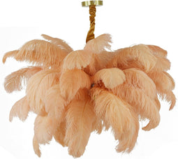 Light & Living Hanglamp Feather - Perzik - Ø80cm - Landelijk - Hanglampen Eetkamer, Slaapkamer, Woonkamer