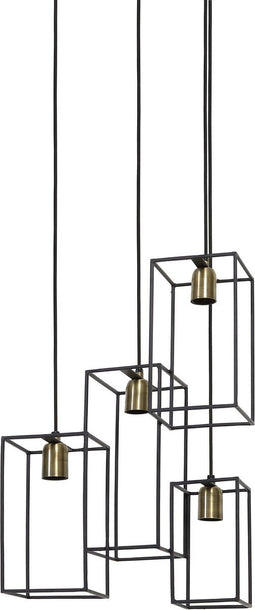 Light & Living Hanglamp Marley - Zwart - 35x32x57cm - 4L - Luxe - Hanglampen Eetkamer, Slaapkamer, Woonkamer