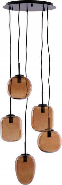 Light & Living Hanglamp Mezza - Glas - 5-lamps - Bruin