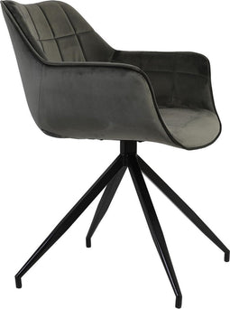 Light & Living Jaimy Eetkamerstoel - Donkergrijs/Zwart - 61 x 53.5 x 77cm