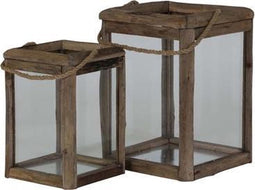 Light & Living Lantaarn HILO - hout+glas S/2