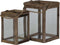 Light & Living Lantaarn HILO - hout+glas S/2
