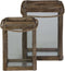 Light & Living Lantaarn HILO - hout+glas S/2