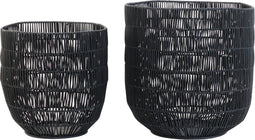 Light&living Mand S/2 Ø33x24+Ø41x42 cm MATTN rotan mat zwart