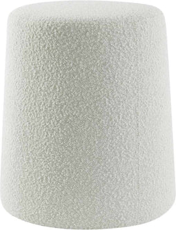 Light & Living Poef Lauryn - Wit Bouclé - Ø39cm - Modern