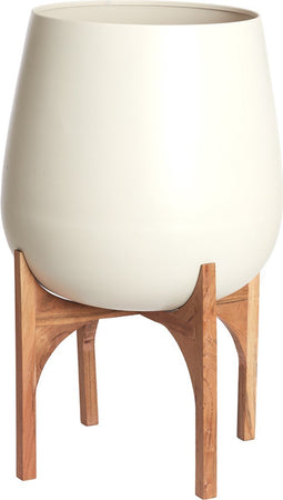 Light&living Pot deco op voet Ø59x82 cm KARUNA hout+mat crème