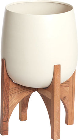 Light&living Pot op voet deco Ø36x50 cm KARUNA hout+mat crème