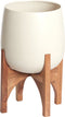 Light&living Pot op voet deco Ø36x50 cm KARUNA hout+mat crème