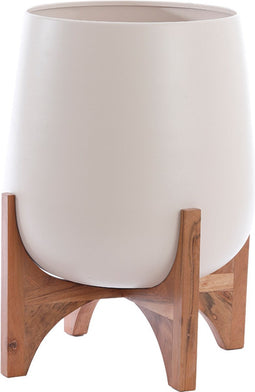Light&living Pot op voet deco Ø44x53 cm KARUNA hout+mat crème