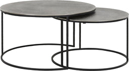 Light & Living Rengo - Ronde Salontafel - Relief Antiek Lood - Ø61x37cm + Ø76x41cm