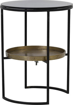 Light & Living Rowdy Bijzettafel - Zwart/Antiek Brons - Ø43x57cm