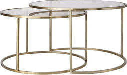 Light & Living Salontafel Duarte - Bruin Glas/Goud - Ø65+Ø75cm - Modern