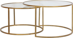 Light & Living Salontafel Duarte - Glas/Antiek Goud - Ø75+Ø65cm - Klassiek,Luxe