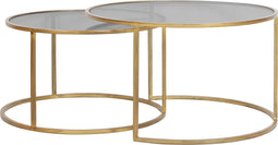 Light & Living Salontafel Duarte - Smoke Zwart/Goud - Ø65+Ø75cm - Klassiek,Luxe