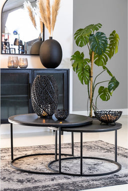 Light & Living Salontafel Talca - Antiek Lood Edge - Ø67,5+Ø75cm - Modern