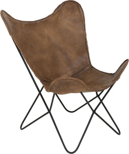 Light & Living Stoel BUTTERFLY - Leer Bruin