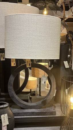 Light & Living Tafellamp Tinar - Mangohout - 55cm - Mat Zwart - excl. kap