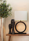 Light & Living Tafellamp Tinar - Mangohout - 55cm - Mat Zwart - excl. kap
