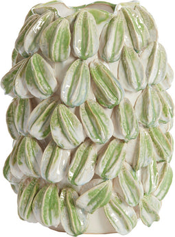 Light&living Vaas deco 35x33x47 cm CARAMBOLA keramiek crème+groen