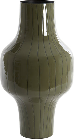 Light&living Vaas deco Ø27x49 cm SINDO glanzend donker olijf groen+zwart