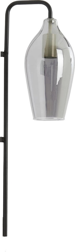 Light & Living Wandlamp Lukaro - Glas - Smoke/Mat Zwart