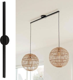 Lightswing® Twin 90cm - Ophangsysteem voor twee Hanglampen tot 3,5 KG per lamp - Mat Zwart - 75cm Verplaatsbare Verlichting - Verstelbare Lampen Systeem - Lampenpendels