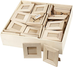 Lijst, afm 10x10+9x11 cm, uitsnede: 5x5+3,8x5,6 cm, 80 stuks, grenen