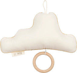 Lil' Papoe Muziekhanger - Handgemaakte Wolk Knuffel met Uniek Slaapliedje - Baby Kamer Accessoires - Tetra Creme